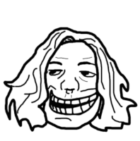 a black and white drawing of a woman 's face with a big smile