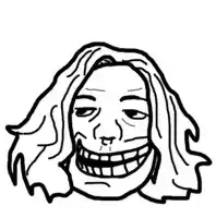 a black and white drawing of a woman 's face with a big smile