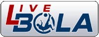 a blue and red live bola logo with a soccer ball