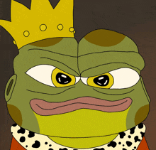 a frog wearing a crown and a polka dot robe