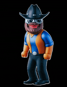 a cartoon character with a beard wearing a cowboy hat