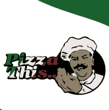 a logo for pizza this shows a chef giving a middle finger