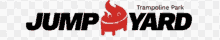 a logo for jump yard trampoline park with a red pig on it