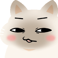 a cartoon drawing of a white cat 's face with a mustache