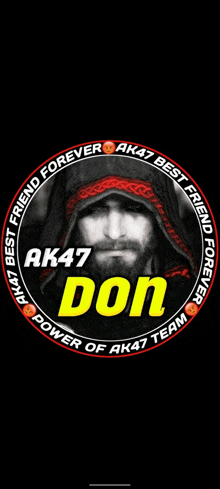 a picture of a man in a circle with the words ak47 don