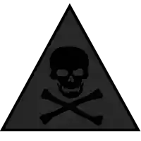 a triangle with a skull and crossbones on it