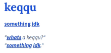 the word keqqu is displayed in blue on a white background