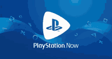 a blue background with the playstation now logo