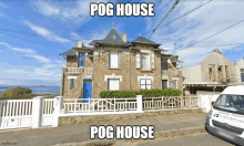 a picture of a house with the words pog house above it