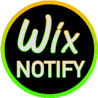 a logo for wix notify with a green and yellow border