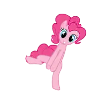 a pink pony with blue eyes and a pink mane