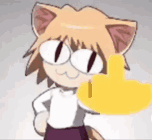 a cartoon cat with glasses is giving a thumbs up sign .