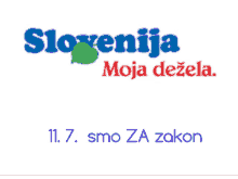 a blue and red logo for slovenia with a green leaf in the middle