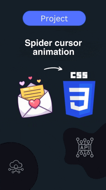 a poster for a project called spider cursor animation showing an envelope with a heart on it