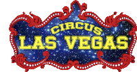 a sign that says circus las vegas with a blue background