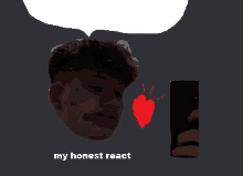 a picture of a man taking a selfie with the words " my honest react " below him