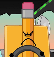 a cartoon of a pencil with an angry face driving a car