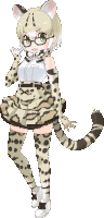 a girl with glasses and a leopard costume