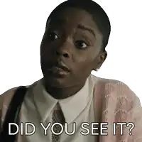 a woman in a pink sweater is asking if she did you see it