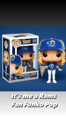 a funko pop that says it 's me a rams fan funko pop on it