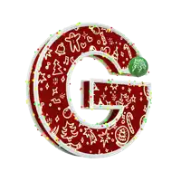 the letter g is decorated with a christmas pattern