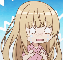a cartoon of a girl with long blonde hair making a surprised face