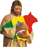 a picture of jesus holding a map of huala solo