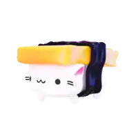 a stuffed animal that looks like a sushi roll with a cat on top .