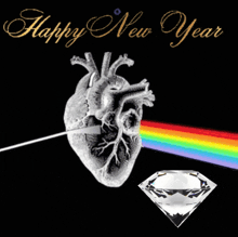 a new year greeting card with a heart and the words " shine on "