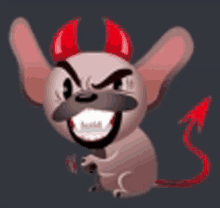 a cartoon mouse with devil horns and a tail