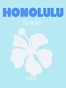 the word honolulu that is on a light blue background