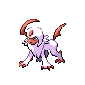 a pixel art of a purple and white pokemon with red wings and claws .