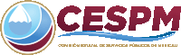 a logo for cespm shows a mountain and a wave