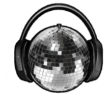 a disco ball with headphones around it