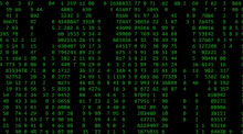 a computer screen displays a grid of numbers starting with the number 5