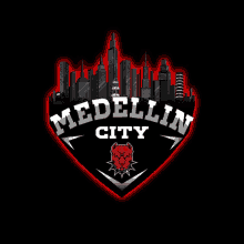 a logo for medellin city with a red dog