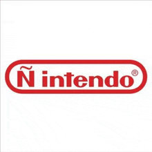 the nintendo logo is red and white and looks like a nintendo logo .