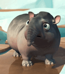 a cartoon rhino with a long nose is standing on a rock