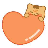 a cartoon cat is holding an orange heart