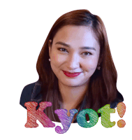 a picture of a woman with the word kyot written above her