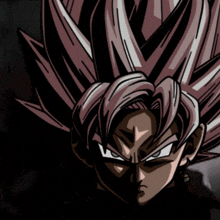 a close up of a dragon ball z character with a black background