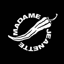 a logo for jeanette madame has a pepper in the center