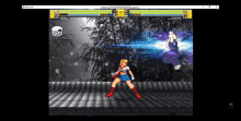 a video game is being played on a computer with two characters fighting each other