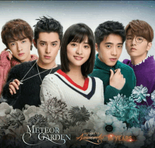 a poster for meteor garden shows a group of people posing for a photo