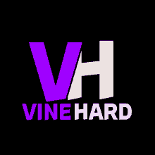 a logo for vinehard with a purple and white lettering