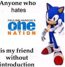 a poster that says anyone who hates pauline hanson 's one nation