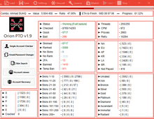 a screen shot of orion pto v1.9 showing various skins