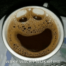 a cup of coffee that looks like a smiley face