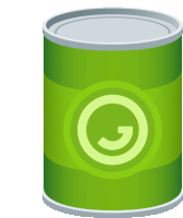 a green can with a green circle with a g on it