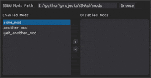 a screenshot of the ssbu mods path with enabled and disabled mods